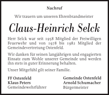 Kondolenzbuch Von Claus Heinrich Selck Sh Z Trauer