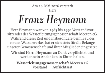 Traueranzeigen Von Franz Heymann Sh Z Trauer