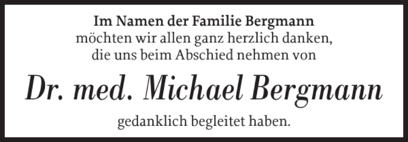 Traueranzeigen Von Dr Med Michael Bergmann Sh Z Trauer