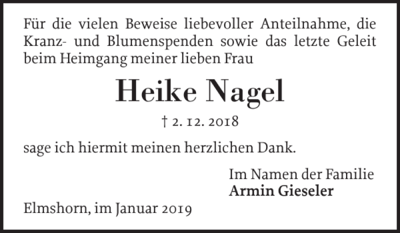 Traueranzeigen Von Heike Nagel Sh Z Trauer