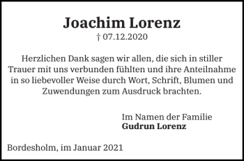 Traueranzeigen Von Joachim Lorenz Sh Z Trauer