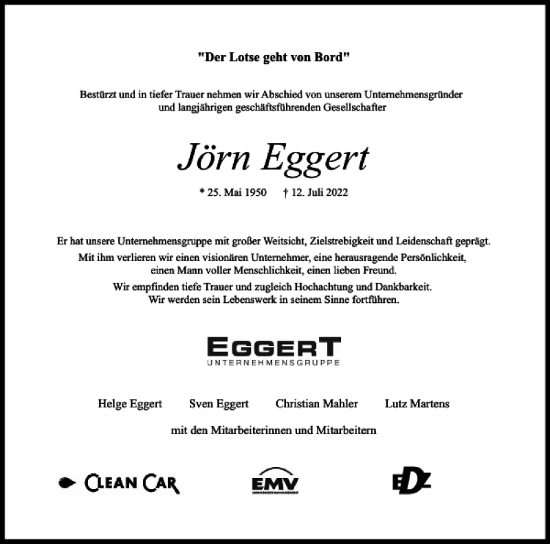 Traueranzeigen von Jörn Eggert sh z Trauer