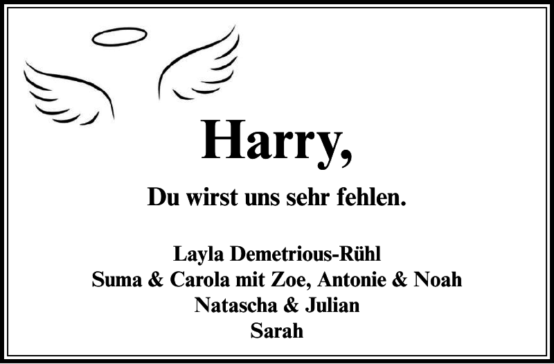 Traueranzeigen Von Harry Sh Z Trauer