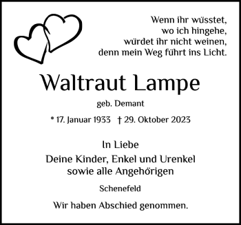 Traueranzeigen Von Waltraut Lampe Sh Z Trauer