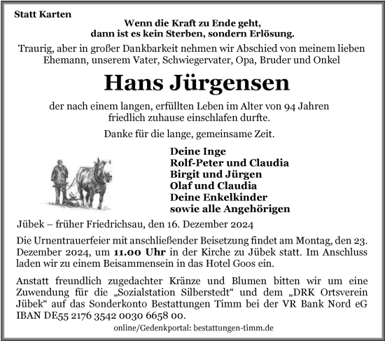 Gedenkkerzen von Hans Jürgensen sh z Trauer