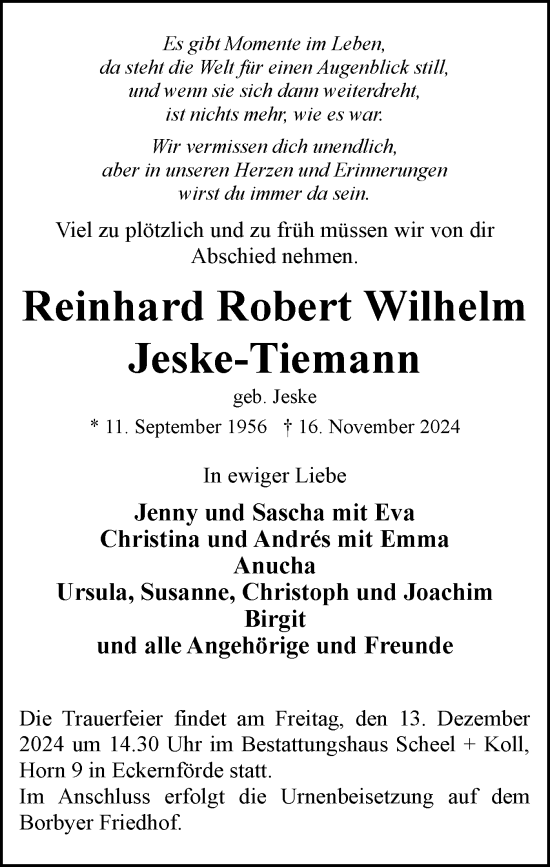 Kondolenzbuch Von Reinhard Robert Wilhelm Jeske Tiemann Sh Z Trauer