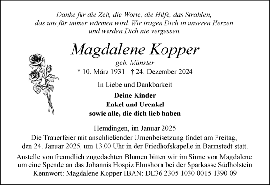 Kondolenzbuch Von Magdalene Kopper Sh Z Trauer