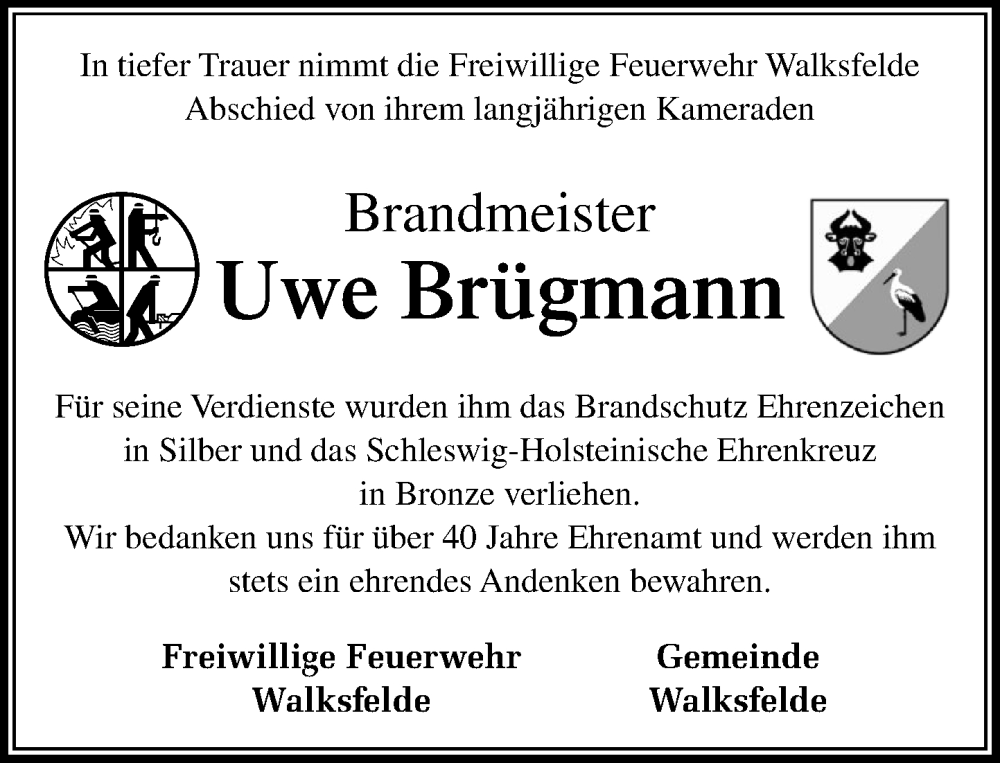 Traueranzeigen Von Uwe Br Gmann Sh Z Trauer