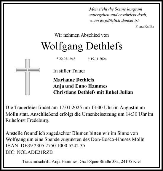 Kondolenzbuch Von Wolfgang Dethlefs Sh Z Trauer