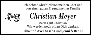 Traueranzeige von Christian Meyer von Flensburger Tageblatt