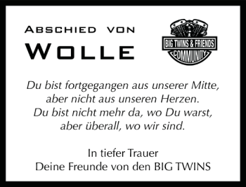 Traueranzeige von Wolle  von Landeszeitung