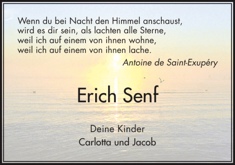  Traueranzeige für Erich Senf vom 08.10.2012 aus Schleswiger Nachrichten