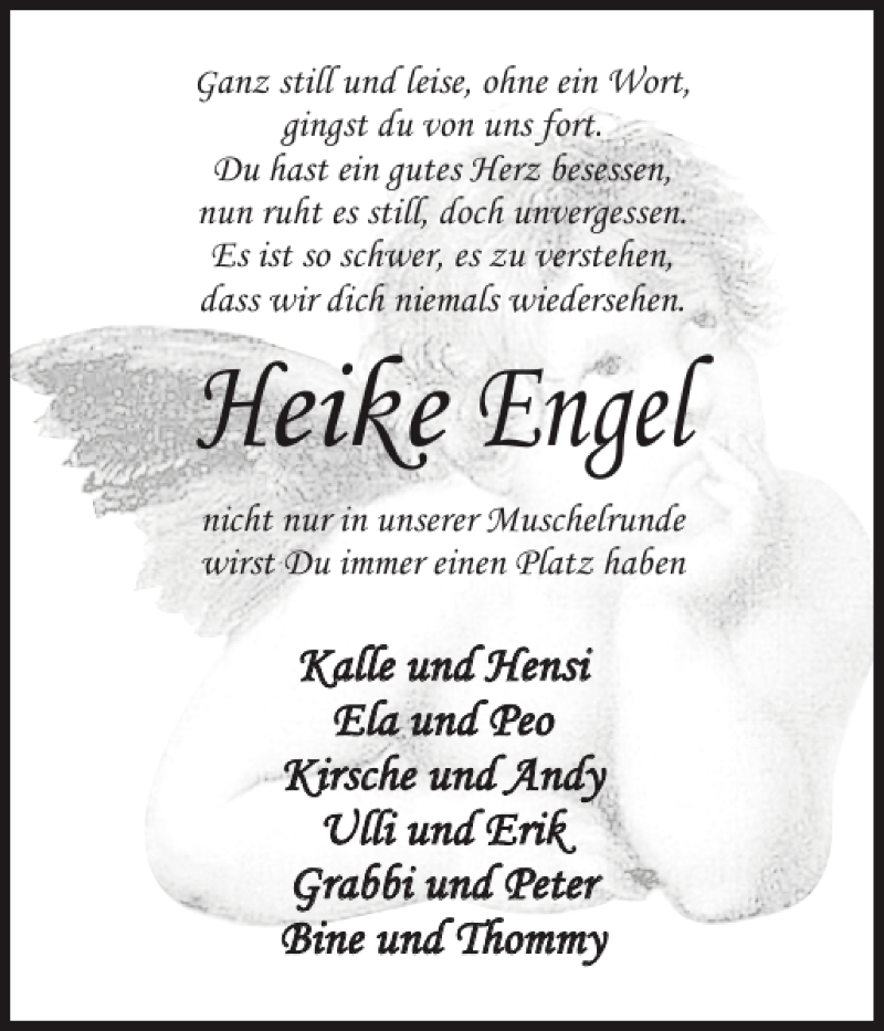  Traueranzeige für Heike Engel vom 01.12.2012 aus Landeszeitung