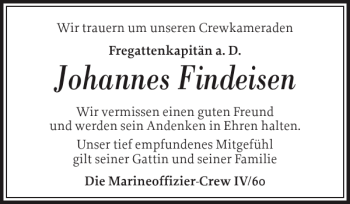 Traueranzeige von Johannes Findeisen von Flensburger Tageblatt