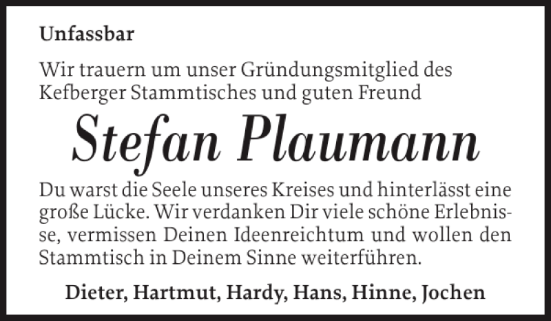  Traueranzeige für Stefan Plaumann vom 10.12.2012 aus Landeszeitung
