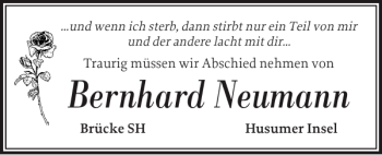 Traueranzeige von Bernhard Neumann von Husumer Nachrichten