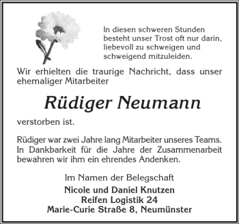 Traueranzeige von Rüdiger Neumann von Holsteinischer Courier
