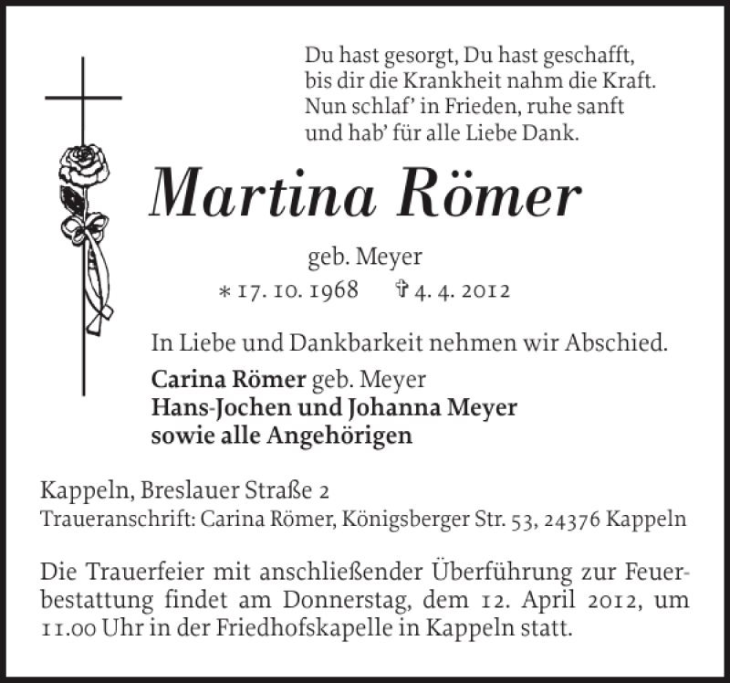  Traueranzeige für Werner Flechtner vom 07.04.2012 aus Schlei-Bote