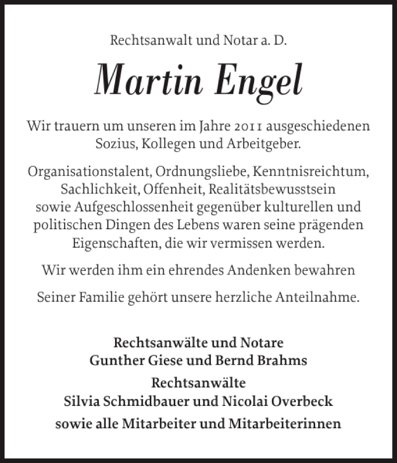 Traueranzeige für Martin Engel vom 02.05.2012 aus Pinneberger Tageblatt