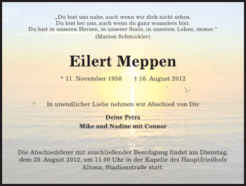 Traueranzeige von Eilert Meppen von Pinneberger Tageblatt