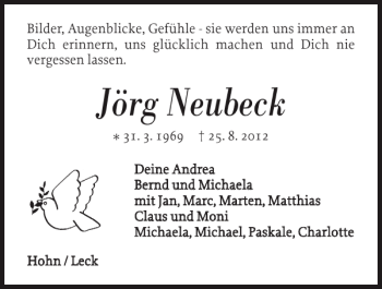 Traueranzeige von Jörg Neubeck von Landeszeitung