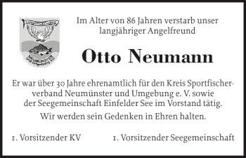 Traueranzeige von Otto Neumann von Holsteinischer Courier