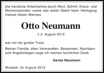 Traueranzeige von Otto Neumann von Holsteinischer Courier