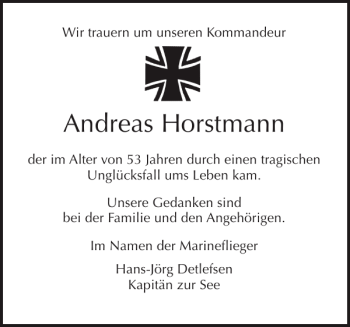 Traueranzeige von Andreas Horstmann von Flensburger Tageblatt