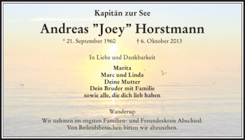 Traueranzeige von Andreas Joey Horstmann von Flensburger Tageblatt