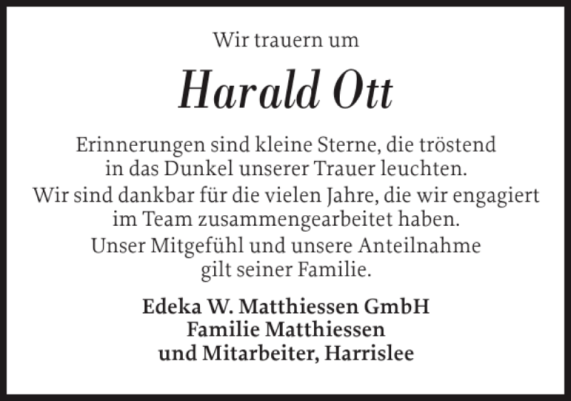  Traueranzeige für Harald Ott vom 13.11.2013 aus Flensburger Tageblatt