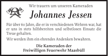 Traueranzeige von Johannes Jessen von Flensburger Tageblatt