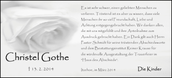 Traueranzeige von Itzehoe im März von Norddeutsche Rundschau
