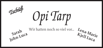 Traueranzeige von Tarp  von Flensburger Tageblatt