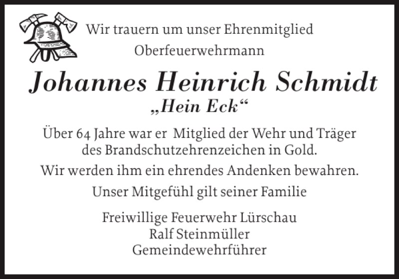  Traueranzeige für Johannes Heinrich Schmidt vom 23.09.2015 aus Schleswiger Nachrichten