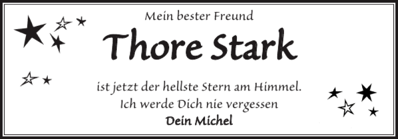  Traueranzeige für Thore Stark vom 04.01.2016 aus Husumer Nachrichten