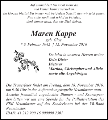 Traueranzeige von Dssh  von Holsteinischer Courier