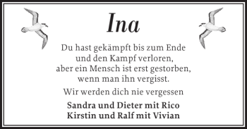 Traueranzeige von hast und Kampf ist erst gestorben vergisst  von Nordfriesland Tageblatt