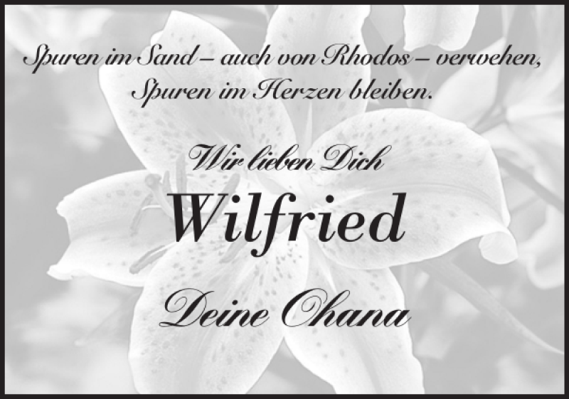  Traueranzeige für Wilfried  vom 02.12.2017 aus Eckernförder Zeitung