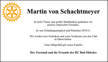 Traueranzeige von Martin von Schachtmeyer von Stormarner Tageblatt