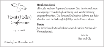Traueranzeige von Horst Großmann von Norddeutsche Rundschau