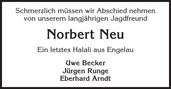 Traueranzeige von Norbert Neu von Ostholsteiner Anzeiger
