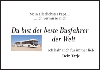 Traueranzeige von der Busfahrer der von Flensburger Tageblatt