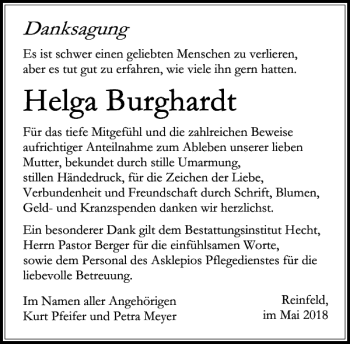 Traueranzeige von Danksagung  von Stormarner Tageblatt