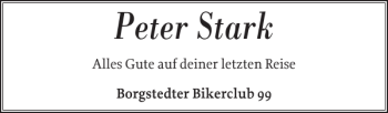 Traueranzeige von Peter Stark von Landeszeitung