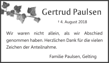 Traueranzeige von haben. für der Paulsen Gelting von Flensburger Tageblatt