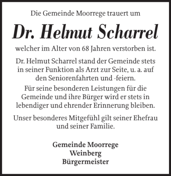 Traueranzeige von Dr. Helmut Scharrel von Uetersener Nachrichten
