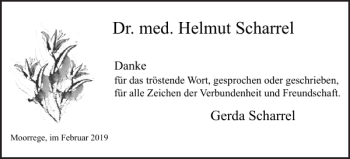 Traueranzeige von Dr. med. Helmut Scharrel von Uetersener Nachrichten