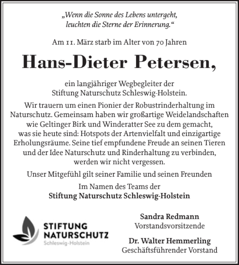  Traueranzeige für Hans-Dieter Petersen vom 23.03.2019 aus Flensburger Tageblatt