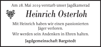 Traueranzeige von Heinrich Osterloh von Landeszeitung