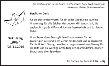 Traueranzeige von Dirk Heilig Blitz von Uetersener Nachrichten